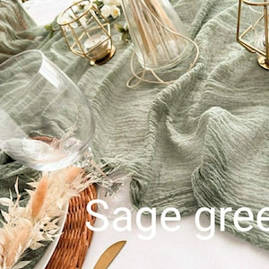 Sage Green Gauze Table Runner Cheesecloth Rustic Wedding Centerpiece Runner Rustic Boho Table Runner Wedding Decor Idea Aisle Backdrop image 2