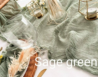 Sage Green Gauze Table Runner Cheesecloth Rustic Wedding Centerpiece Runner Rustic Boho Table Runner Wedding Decor Idea Backdrop