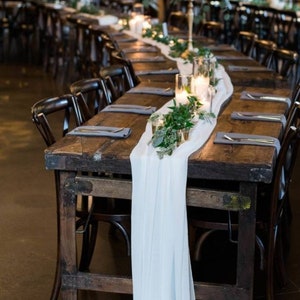 Centrotavola in garza bianca per matrimonio, centrotavola in garza di cotone, runner rustico per matrimonio in stile boho, idee per decorazioni da tavola in garza di cotone, tavolo da pranzo