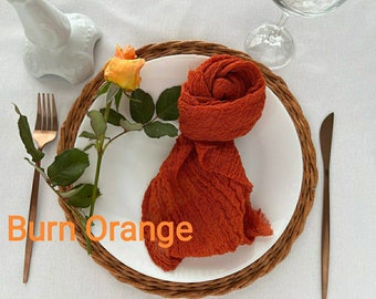 Burn Orange Wedding Napkins Cotton Dinner Napkins Cheesecloth Napkin Rustic Wedding Decor Gauze Napkins Farm Table Decor Ceremony Cloth Gift