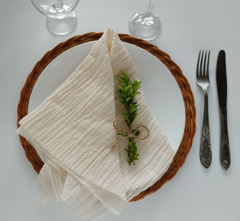 Ivory gauze napkins set 4 Cheesecloth napkin Rustic wedding Etsy