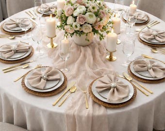 Cafe Latte Beige Gauze Table Runner   Wedding Bridal Shower Runner Table Centerpiece Cheesecloth Boho Wedding Decor Ideas Modern Farmhouse