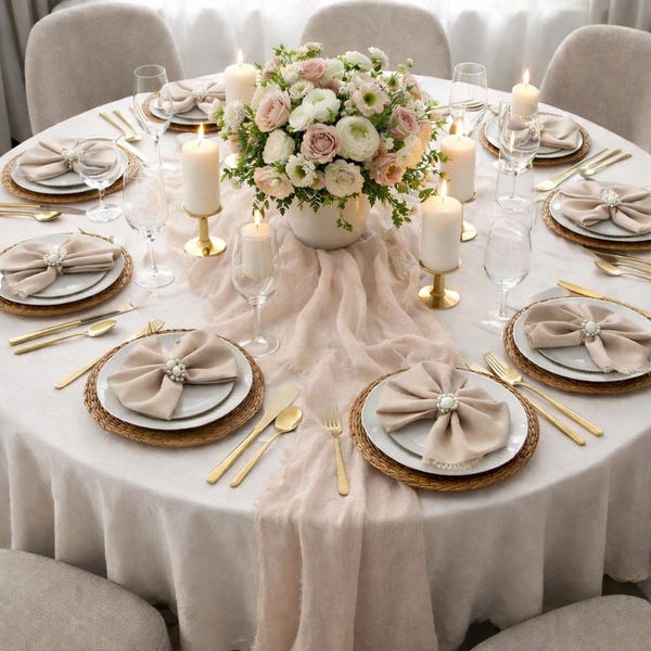 Cafe Latte Beige Gauze Table Runner   Wedding Bridal Shower Runner Table Centerpiece Cheesecloth Boho Wedding Decor Ideas Modern Farmhouse