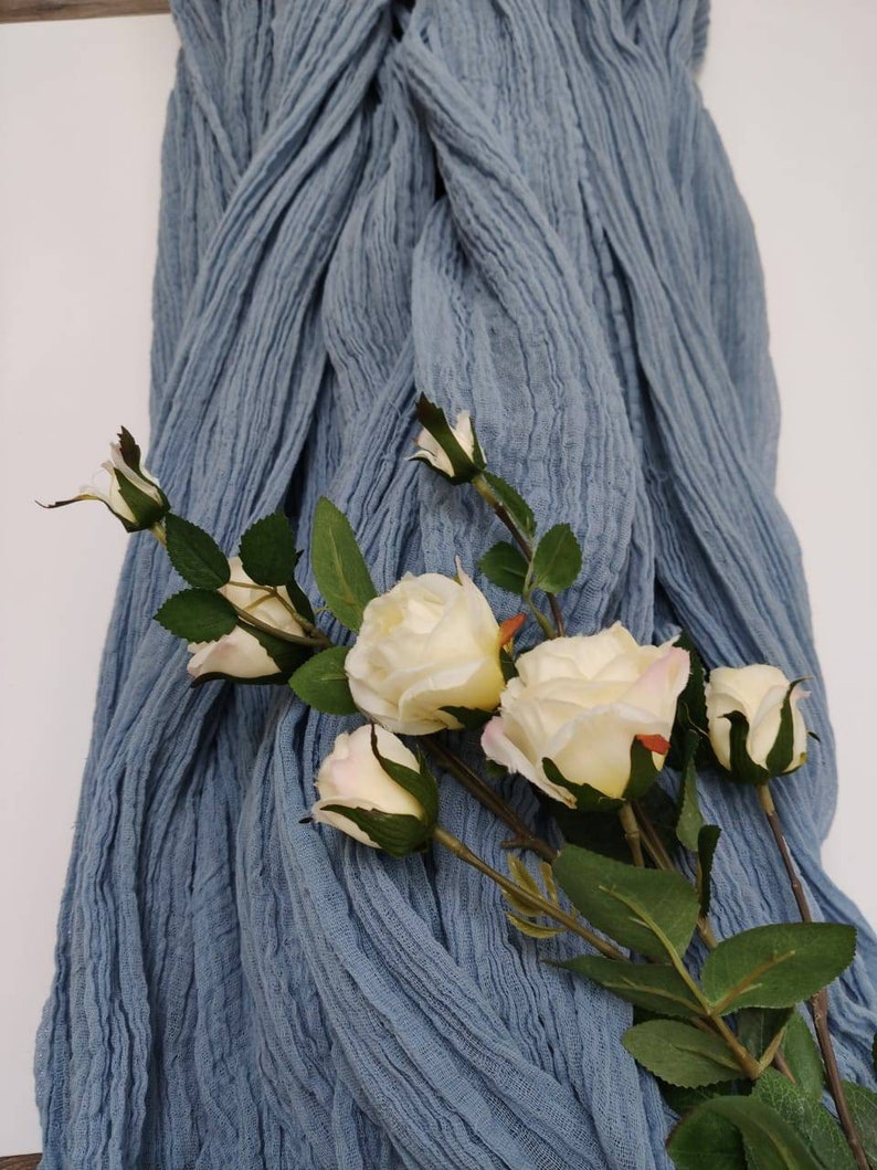 Gauze table runner Dusty blue wedding gauze runner bridal Etsy