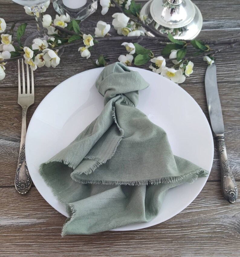 Sage Green Cotton Napkins Cheesecloth Napkin Rustic Wedding Etsy