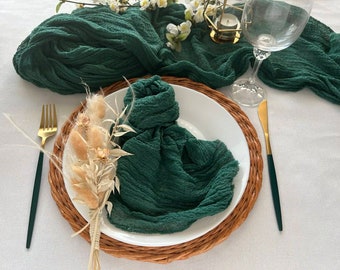 Smaragd Green Napkins set 4 Cotton Dinner Cheesecloth Napkin Rustic Boho Wedding Decor Cotton Gauze  Farm Table Decor Ideas Bridal Shower