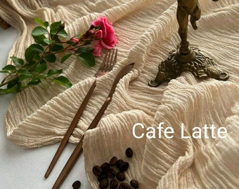 Cafe Latte Wedding Gauze Table Runner Centerpiece Cheesecloth Rustic Boho Wedding Decor Watercolor Ceremony Arch Ideas Bridal Cotton Runner
