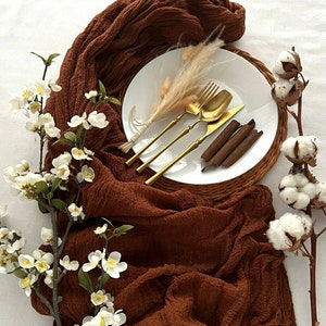Cinnamon Gauze Table Runner Table Centerpiece Cheesecloth Runner Boho Wedding Decor Cotton Runner for Table Wedding Arch Tape Rustic Gift