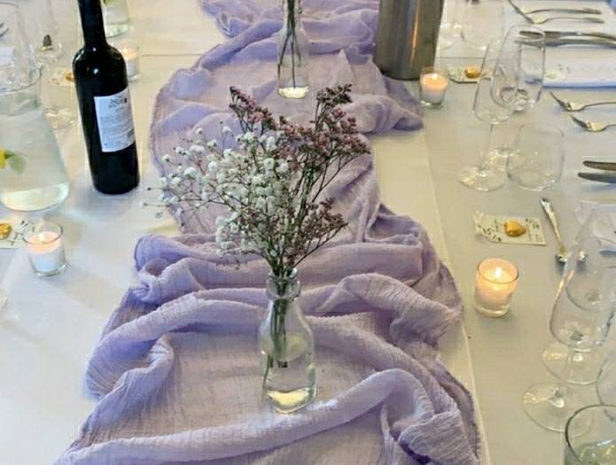 Chemin De Table, 70 X 300 Cm Violet Boho Gaze Chemin De Table élégant, Pour Décoration De Mariages Fête Noël D'anniversaire Cuisine