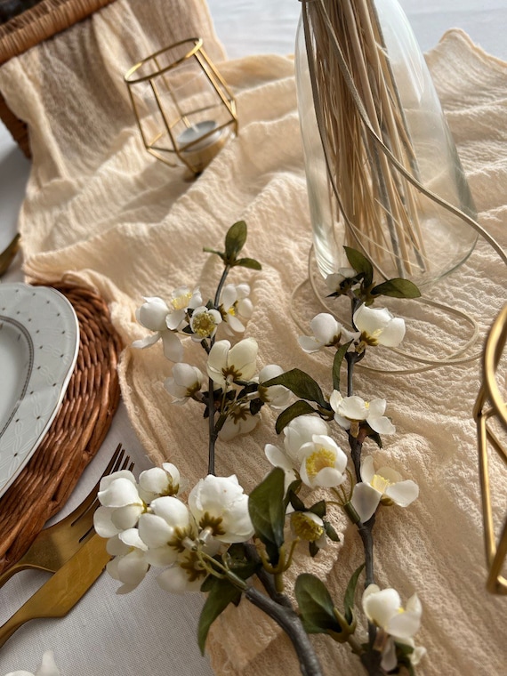 Apricot Wedding Gauze Table Runner Cheesecloth Table Centerpiece