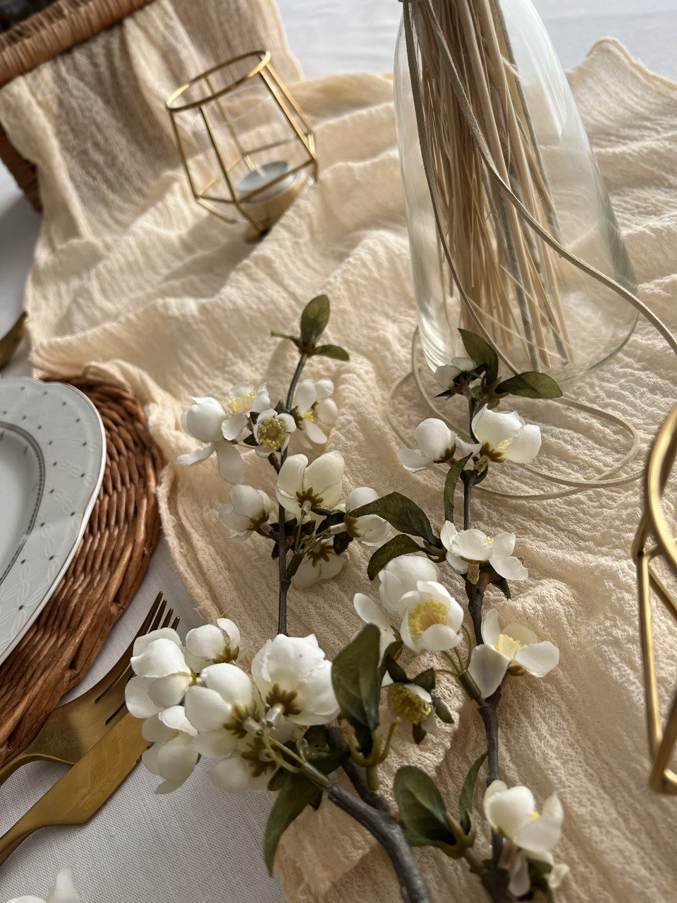 Apricot Wedding Gauze Table Runner Cheesecloth Table Centerpiece