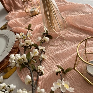 Peach  Wedding Gauze Table Runner Cheesecloth Table Centerpiece Country Wedding  Rustic Boho Wedding Modern Decor ideas Table Decorations