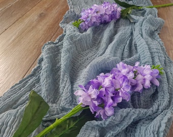 Blue Grey Wedding Cheesecloth Table Centerpiece  Rustic Gauze Table Runner Wedding Table Decorations Boho Wedding Cotton Bridal Shower Ideas