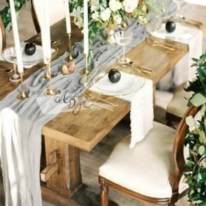 Light Grey Wedding Gauze Table Runner Table Centerpiece Cheesecloth Runner Wedding Decor Wedding Shower Boho Table Runner Cheesecloth Gift
