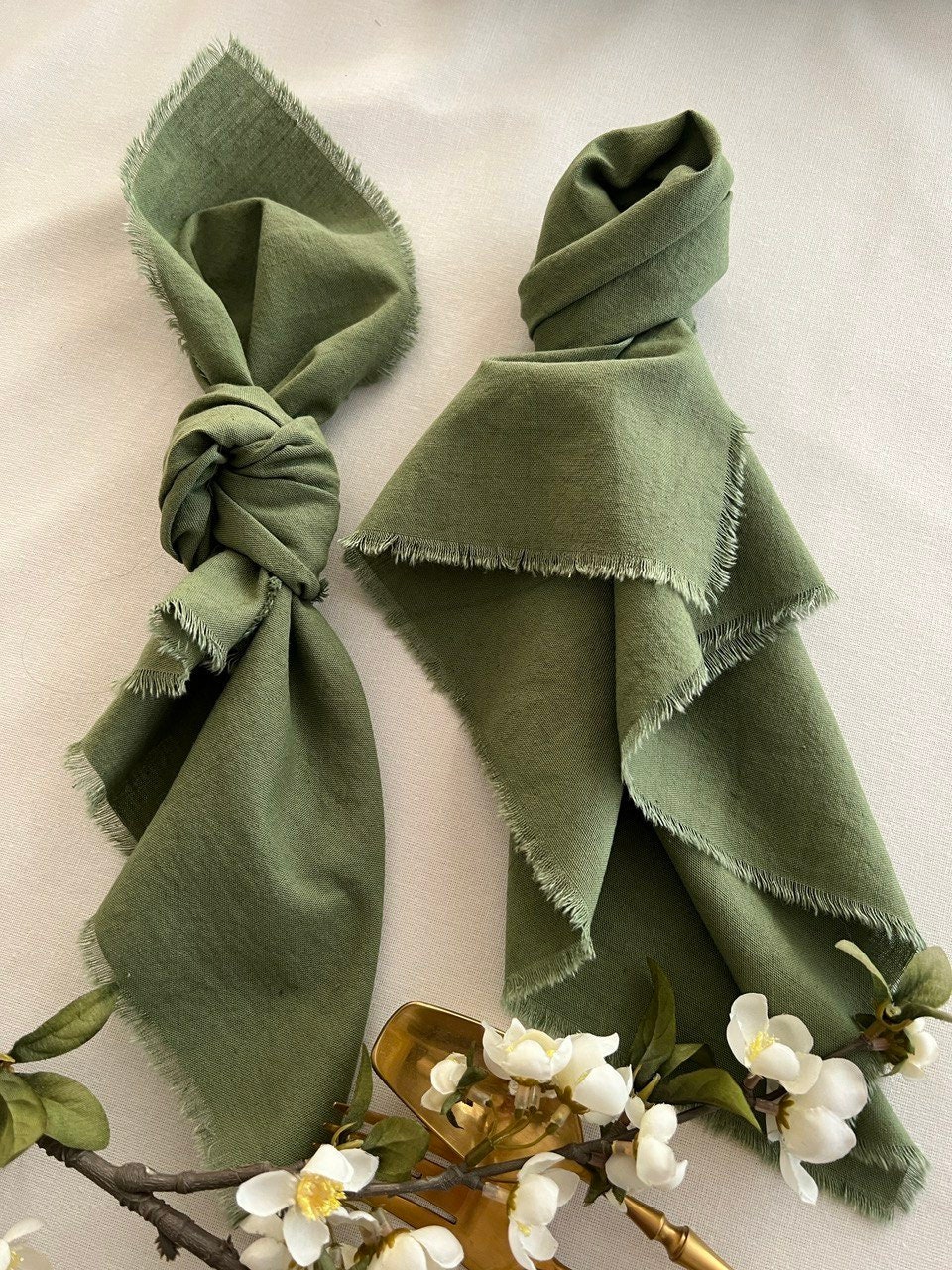 Olive Green Boho Napkins  Cheesecloth Napkin Rustic Wedding Ceremony Decor Cotton Gauze Napkins Farm Table Decor Wedding Ideas Dinner Napkin