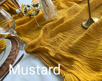 Mustard Yellow Wedding Gauze Table Runner Table Centerpiece Cheesecloth Runner Rustic Table  Wedding decor Ceremony Decorations Ideas Bridal