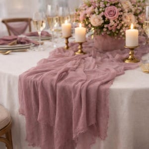 Dusty Mauve Boho Wedding Table Runner Ceremony Decorations Cheesecloth Gauze Table Runner Decor Ceremony Ideas Decor  Rustic Wedding Ideas