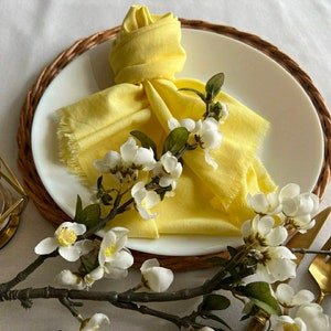 Yellow Boho Napkins  Cheesecloth Napkin Rustic Wedding Ceremony Decor Cotton Gauze Napkins Farm Table Decor Wedding Ideas Dinner Napkins