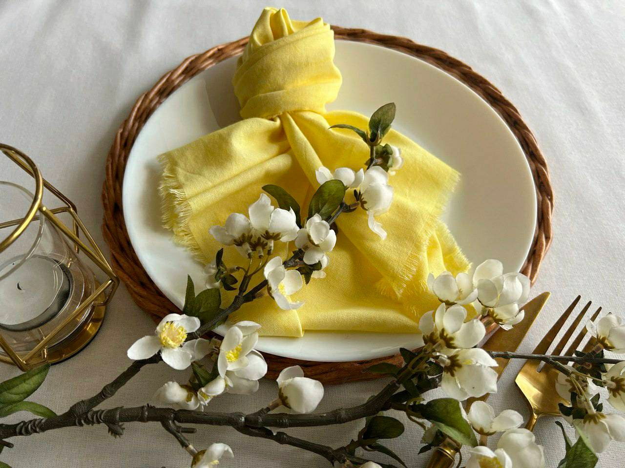 Yellow Boho Napkins  Cheesecloth Napkin Rustic Wedding Ceremony Decor Cotton Gauze Napkins Farm Table Decor Wedding Ideas Dinner Napkins