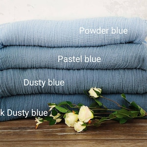 Idee per matrimoni in blu polvere, runner da tavolo in garza, runner da tavolo per addio al nubilato, centrotavola, runner da tavolo in garza, decorazioni per matrimoni, decorazioni boho