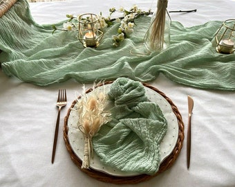 Moss Olive Boho Wedding Gauze Table Runner Rustic Wedding Centerpiece Cheesecloth Runner Rustic Table Runner Wedding Decor Aisle Backdrop