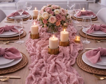 Dusty Rose Boho Wedding Table Runner Wedding Gauze Table Centerpiece Cheesecloth Runner Rustic Table Runner Wedding Decor Ceremony Wedding