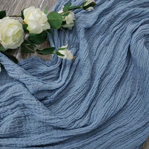 Dusty blue Wedding Ideas Gauze Table Runner Bridal Shower Runner Table Centerpiece Cheesecloth Table Runner Wedding Decorations Boho Decor image 3