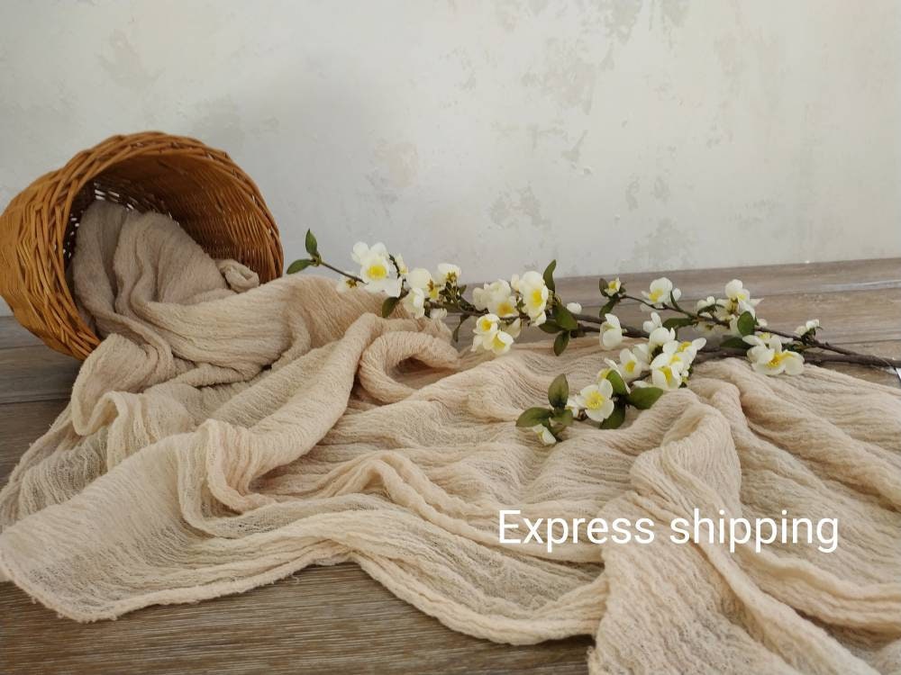 Confezione da 8 runner da tavola in garza da 3 m di lunghezza, color avorio, rustico, in garza, stile bohémien, 55 x 300 cm, per matrimoni, addio al nubilato, feste, banchetti