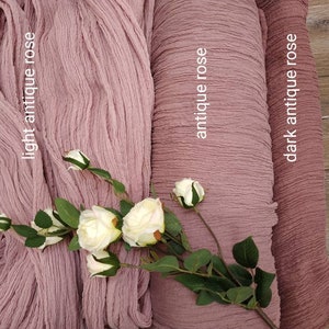Runner da tavolo in garza color rosa antico per matrimonio, runner rustico in garza per matrimonio, runner in cotone per tavolo, idee per arco nuziale, bridal shower moderno
