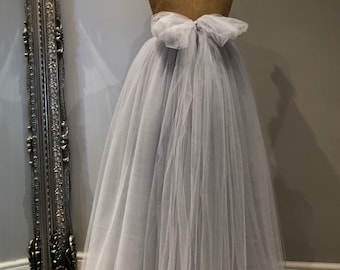Full length Tulle Bridal Skirt with matching sash, Long Tulle Bridesmaid skirt, Wedding separates, custom maid to measure wedding skirt