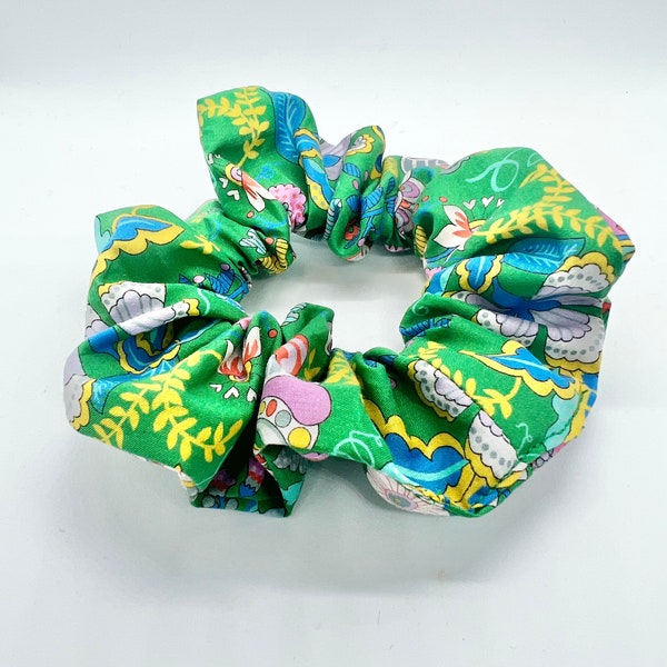 Liberty scrunchie Made in cotton tana lawn, rare print Maybelle hall green. Handmade in the UK