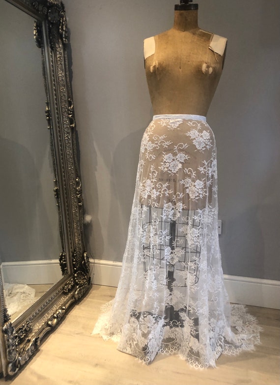Lace Overlay Sheer Bridal Skirt Bridal Separates Lace Skirt Black or Ivory Lace Etsy UK