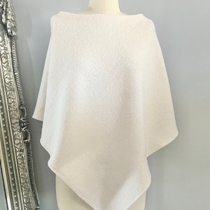 Ivory Cream Poncho, Hand made in 100% boiled wool with a slight boucle texture, 17 colours available