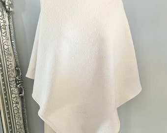 Ivory Cream Poncho, Hand made in 100% boiled wool with a slight boucle texture, 17 colours available