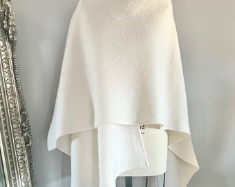Ivory 100% boiled wool  Cape, wrap, Poncho, in Ivory boiled Wool with a slight boucle texture,  handmade in the UK, 17 colour options