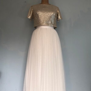Full length ivory soft illusion tulle skirt, long tulle bridesmaid skirt, wedding separates, custom made to measure, wedding