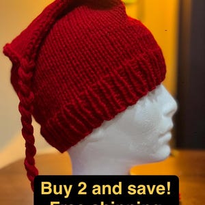 Red Norwegian Resistance Knit Hat with Tassel – Melt the ICE and “No Kings” Protest Beanie – Scandinavian WWII Inspired Activist Cap