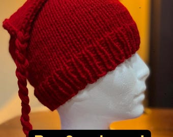 Red Norwegian Resistance Knit Hat with Tassel – Melt the ICE and “No Kings” Protest Beanie – Scandinavian WWII Inspired Activist Cap