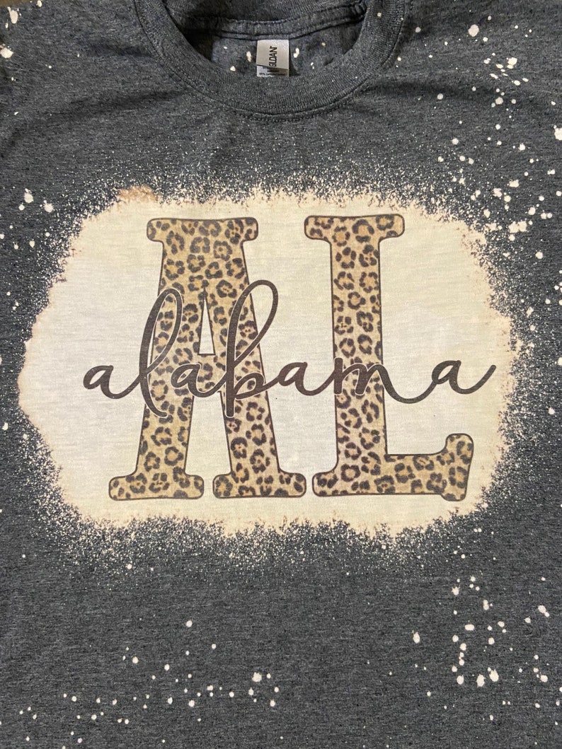 Alabama Cheetah Print Bleached Shirt Womens Shirt Etsy