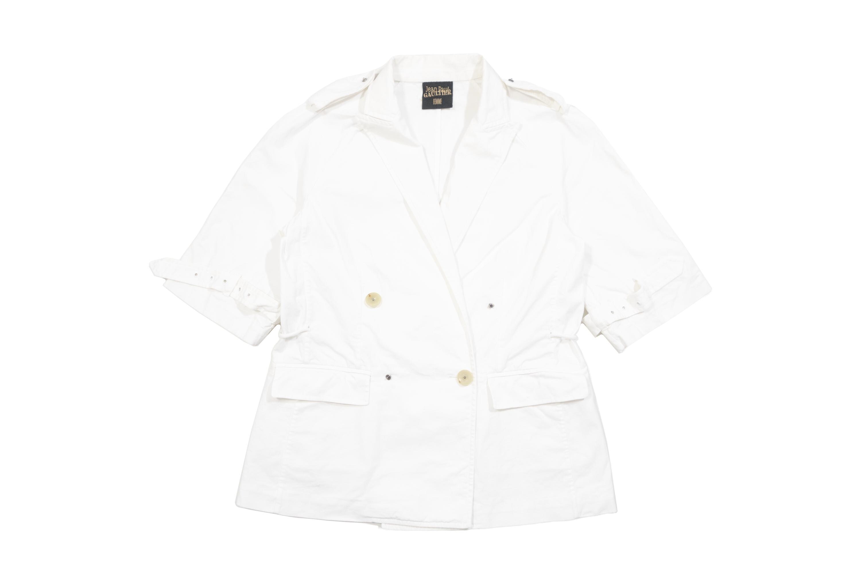 Jean Paul Gaultier, Jean Paul Gaultier 90s Femme Double-Breasted Epaulettes Military Short Sleeve Jacket