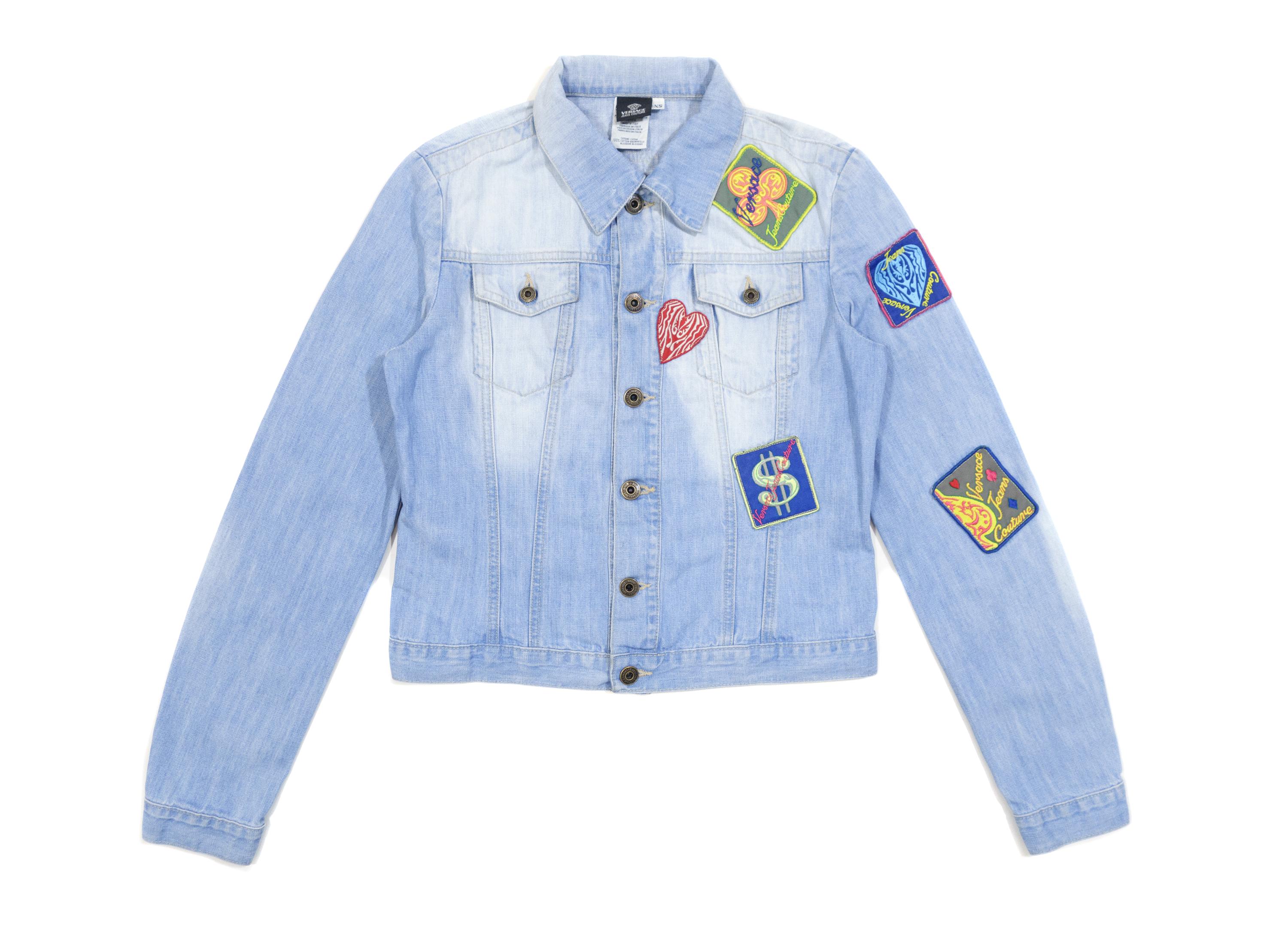 Versace Jeans Couture Y2K Colorful Patches Denim Cropped Jacket