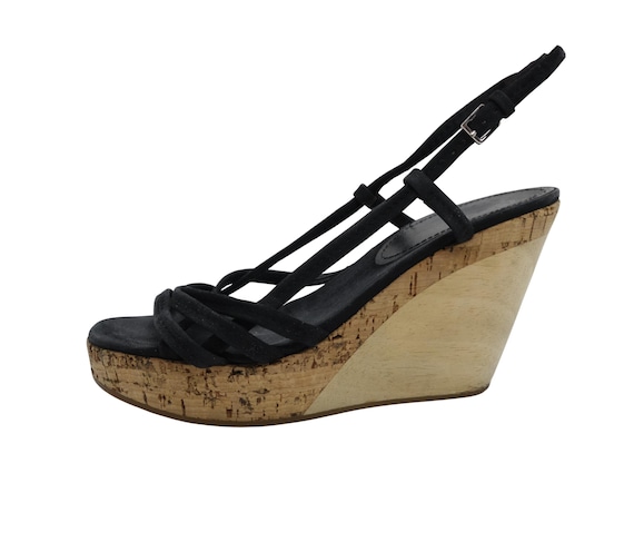 Jil Sander, Jil Sander 00s Suede Strappy Cork Wood Wedge Sandals Raf Simons Era