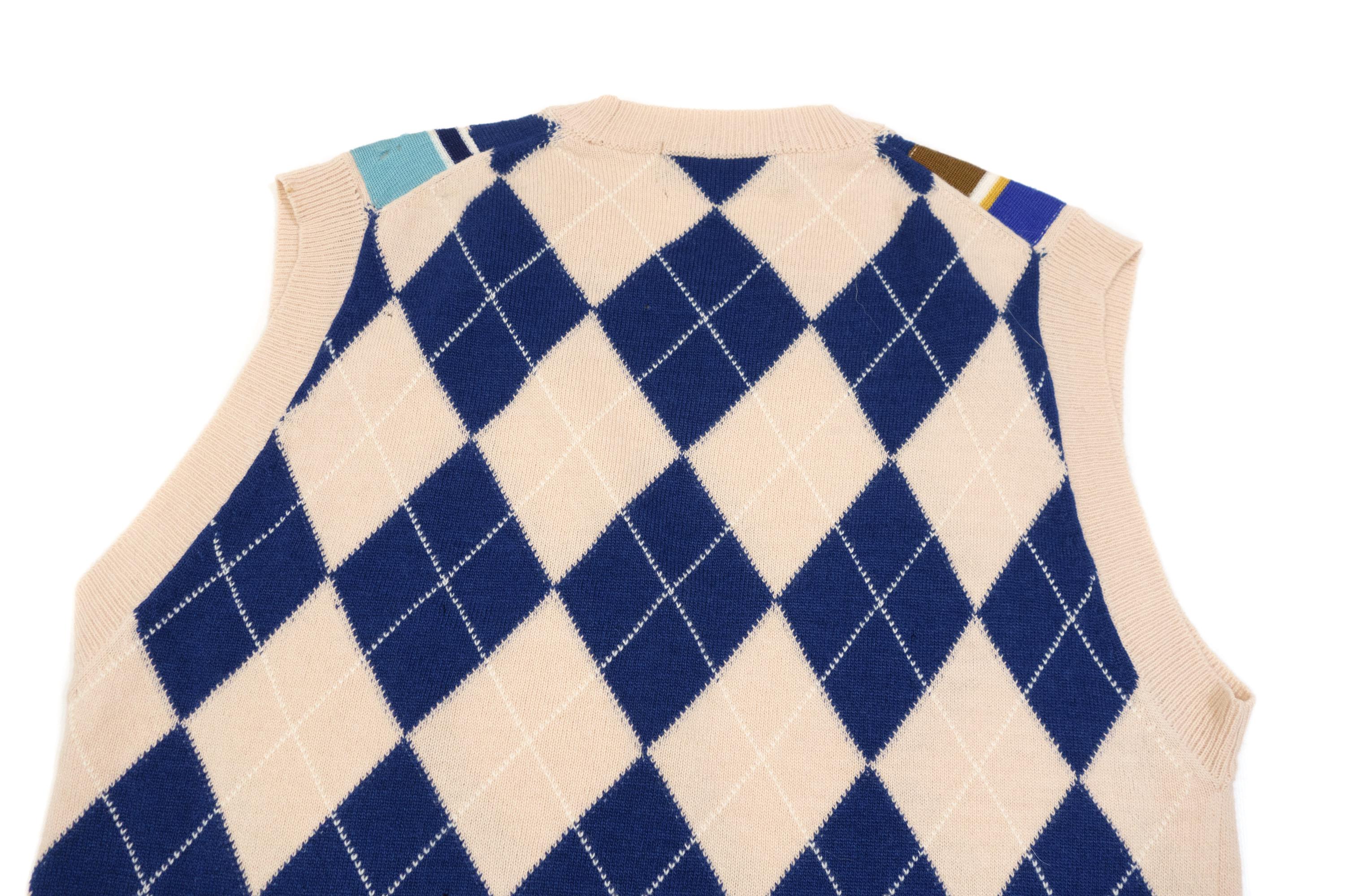 Comme Des Garcons Homme Plus 2000s Argyle Stripes Distressed Wool