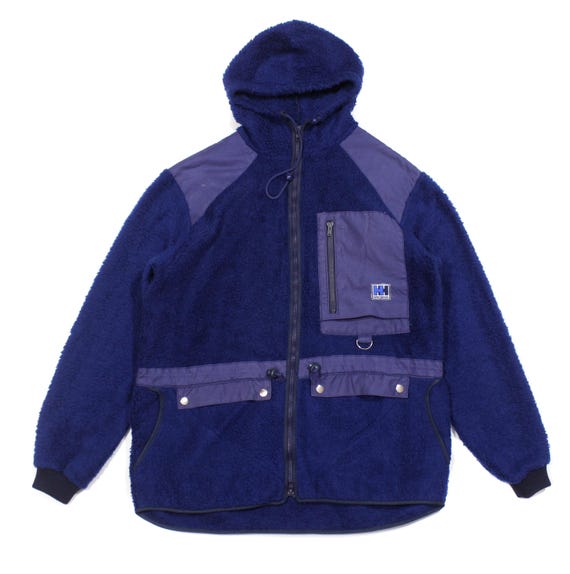 Helly Hansen, Helly Hansen 90S Logo Workwear Pockets Fleece Hooded Jacket Vintage