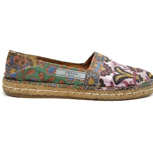 Prada 00s Lurex Brocade Patchwork Floral Espadrilles Shoes