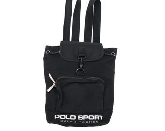 Vintage 90s Polo Sport Vinyl Bottom Backpack / 1990s Red Black