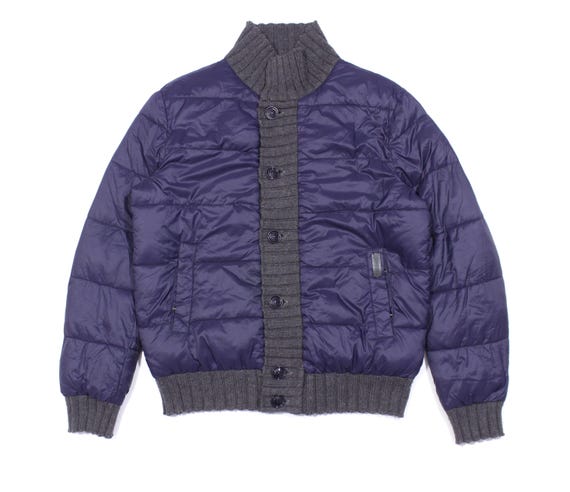 Trussardi, Trussardi Logo Knit Trim Nylon Puffer Jacket