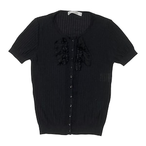 Christian Dior Cashmere Silk Knit Top: Ruffle Detail 2000s Blouse
