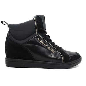 Versace Jeans Couture Y2K Höga Sneakers Läder Mocka Vintage