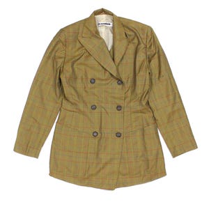 Jil Sander + 90S Plaid Wool Silk DB Blazer West Germany Vintage